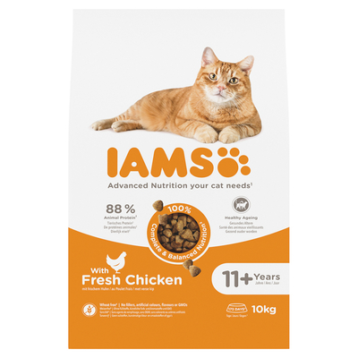 10kg IAMS Advanced Nutrition Senior droogvoer voor katten 11+ met kip - kattenbrokken