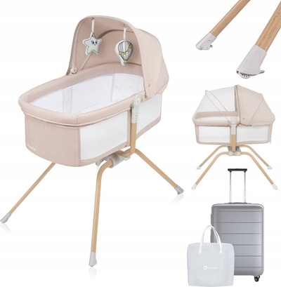 Lionelo Malin - Reisbedje - Vanaf geboorte tot 9kg - Duurzame en stabiele structuur - LockGuard-bescherming geeft bescherming tegen vouwen - Campingbedje - Meegroeibed