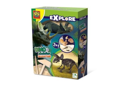 SES Creative - Explore SES Explore Dino en skelet opgraven 2-in-1: Triceratops