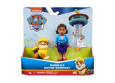 PAW Patrol - Speelfigurenset met 3 verzamelfiguren van Rubble, Meneer Porter en stinkdier
