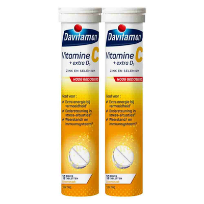 Gratis Verzending: 2x Davitamon Vitamine C Forte + Extra D3 Citroen 15 bruistabletten