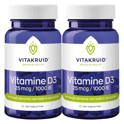 Gratis Verzending: 2x Vitakruid Vitamine D3 25 mcg 120 tabletten