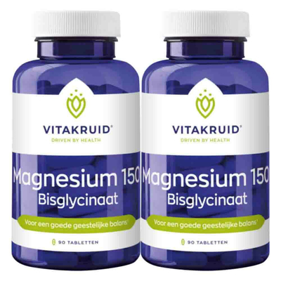 Gratis Verzending: 2x Vitakruid Magnesium 150 Bisglycinaat 90 tabletten