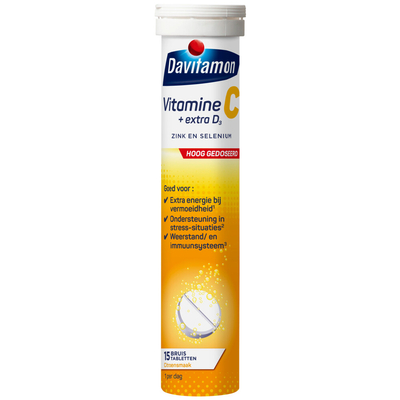 Gratis Verzending: 4x Davitamon Vitamine C Forte + Extra D3 Citroen 15 bruistabletten