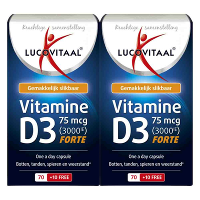 Gratis Verzending: 2x Lucovitaal Vitamine D3 75mcg Forte 80 capsules