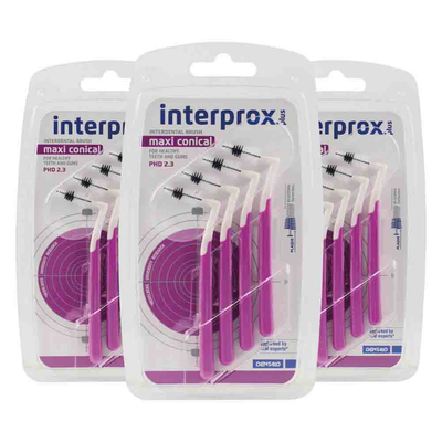 3x Interprox Plus Maxi Conical Paars PHD 2.3 4 stuks