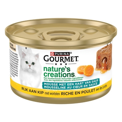 Gourmet Nature's Creations Mousse met een Hart van Saus Rijk aan Kip natvoer kat 85 gram - natvoer honden