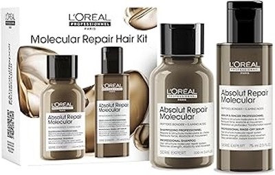 L'Oréal Professionnel, Mini Duo Discovery Set, Shampoo En Rinse-Off Serum, Zeer Beschadigd Haar, Herstelt de Haarstructuur, Met Peptiden Bonder en 5 Aminozuren, Absolut Repair Molecular, 100ml en 75ml