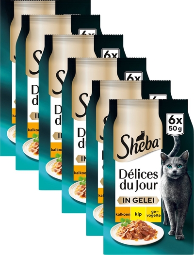 Sheba Kattenvoer - Délices du Jour - Gevogelte Selectie in gelei - Natvoer - 36 x 50 g natvoer katten