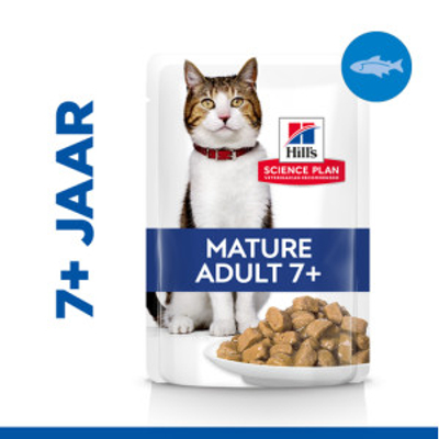 Hill's Mature Adult 7+ nat kattenvoer met zeevis maaltijdzakje multipack 4 trays (48 x 85 g) - - natvoer katten