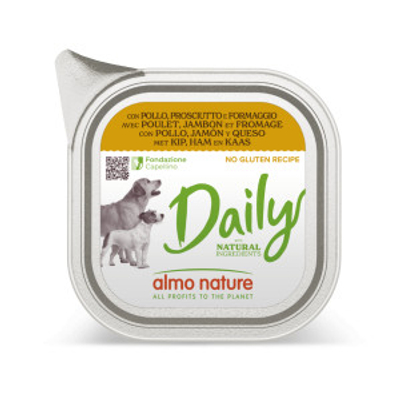 Almo Nature Daily met kip, ham en kaas natvoer hond 32 x 100 g - natvoer honden