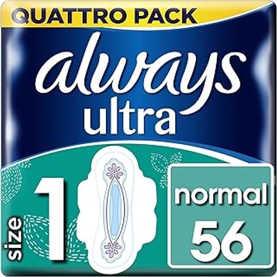 Always Ultra Normal maat 1 maandverband met vleugels, 56 stuks