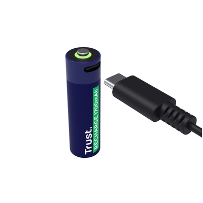 Trust Via USB-C oplaadbare AA-batterijen (4 stuks) Batterij Blauw