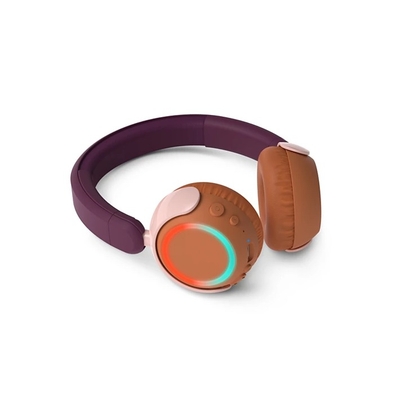 PHILIPS TAK4200MP 4200-serie On Ear draadloze opvouwbare hoofdtelefoon voor kinderen - 45 uur afspeeltijd, beperkt volume, Audio delen, laadkabel meegeleverd - Ambiant verlichting - Magenta Paars