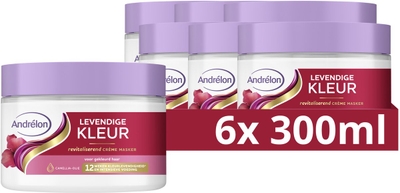 Andrélon Crème Haarmasker - Levendige Kleur - verrijkt met camellia-olie - 6 x 300 ml