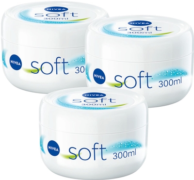 NIVEA Soft Bodycrème - Crème voor Lichaam en Gezicht - Hydraterende Gezichtscrème  - 3 x 300 ml