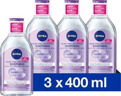 NIVEA Essentials Soothing Micellair Water - Gevoelige huid - Aminozuren - Dexpanthenol - Make up remover - Reinigingswater - Gezicht Wassen - 3x400 ml