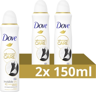 Dove Advanced Care Anti-Transpirant Deodorant Spray - Invisible Dry - met een heerlijke geur en verbeterde formule met Triple Moisturising technologie - 2 x 150 ml