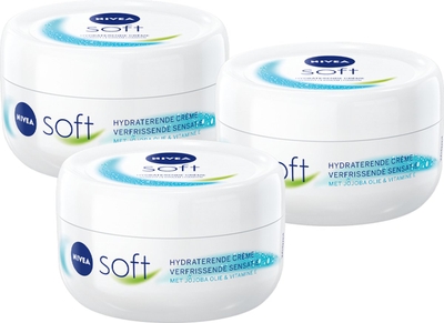 NIVEA Soft Bodycrème - Crème voor Lichaam en Gezicht - Hydraterende Gezichtscrème  - 3 x 200 ml