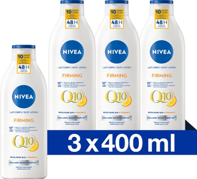 NIVEA Q10 Verstevigende Bodylotion - Lotion met Vitamine C - Bodycrème - 48 uur Hydratatie - Voor Normale Huid - 3x400 ml