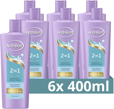Andrélon Shampoo en Conditioner - 2-in-1 - verrijkt met vitamine B5 - 6 x 400 ml