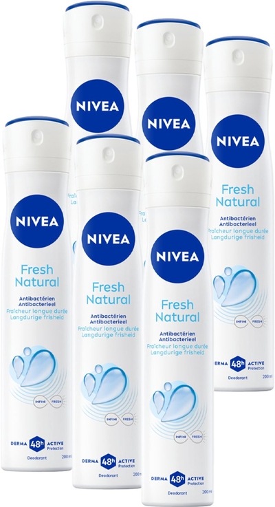 NIVEA Fresh Natural Deodorant Spray - Aluminiumvrij - Alcoholvrij - Oceaanextracten - Beschermt 48 uur - 6x 200ml