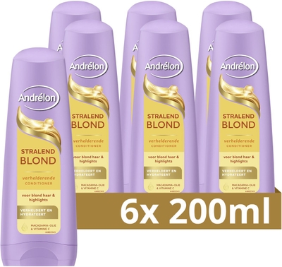 Andrélon Conditioner - Stralend Blond - verrijkt met macadamia-olie & vitamine C - 6 x 200 ml