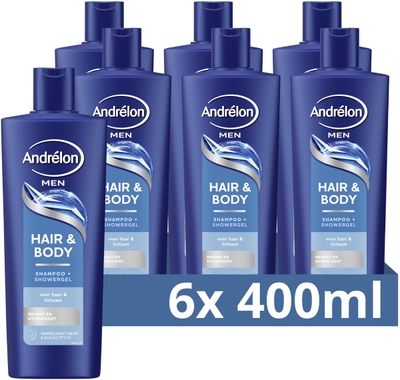 Andrélon Men Hair & Body shampoo en showergel - 6 x 400 ml