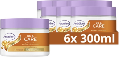 Andrélon Crème Haarmasker - Oil & Care - verrijkt met arganolie en vitamine E - 6 x 300 ml