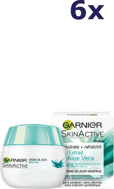 Garnier SkinActive Botanische Dagcrème met Aloë Vera Extract - Hydraterende Dagcrème voor ieder huidtype - 6x50 ml