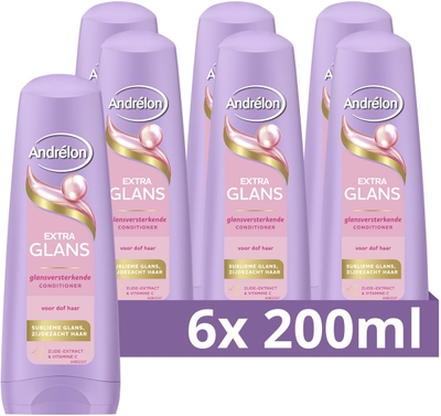 Andrélon Conditioner - Extra Glans - verrijkt met zijde-extract en vitamine C - 6 x 200 ml