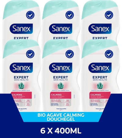 Sanex Expert Skin Health Agave Calming Douchegel 6 x 400ml - Voor Gevoelige Huid 