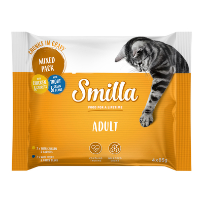 Smilla fresh zakjes Volwassen hapjes met groenten -  Probeermix (4 x 85 g) - natvoer katten