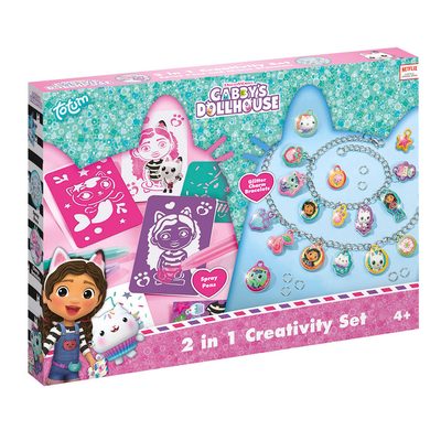 Gabby’s Poppenhuis Totum knutselset 2 in 1 glitter bedelarmbandjes maken blaaspennen en sjablonen Gabby’s Dollhouse creatief speelgoed meisjes