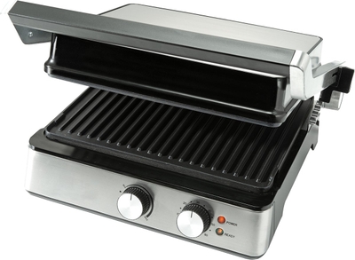 Bourgini - Contactgrill 29cm x 23cm - Grill apparaat Paninigrill en Tosti ijzer - PFAS-vrije keramische coating - RVS contact grill