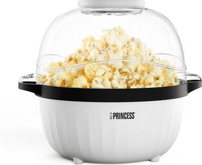 Princess 292980 Popcornmaker - Popcornmachine - Transparant deksel - Serveerschaal - Rond - Knapperige en gezonde popcorn - met maatbeker - met smeltplaat voor boter - olie toevoegen mogelijk - Kinderfeestje