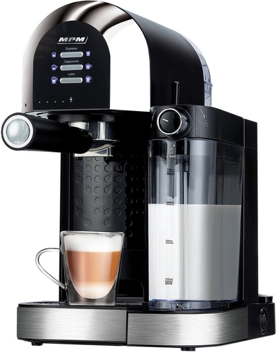 MPM - Espressomachine / Koffiemachine met Ingebouwde Melkopschuimer - 6 soorten Koffie - Pistonmachine / Koffiemachine 15 Bar / 1470W