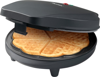 Bestron Wafelijzer voor klassieke hartwafels, Wafelmaker voor wafels in hartvorm, met indicatielampje & antiaanbaklaag, Black Label Collection, 700W, kleur: Zwartmat