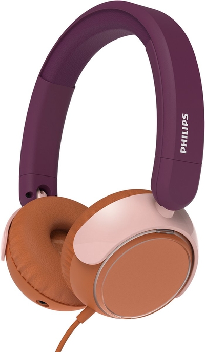 PHILIPS TAK2000MP hoofdtelefoon voor kinderen - bedraad - beperkt volume, Audio delen, 3,5 mm- én USB-C aansluiting - kabel meegeleverd - Magenta Purple