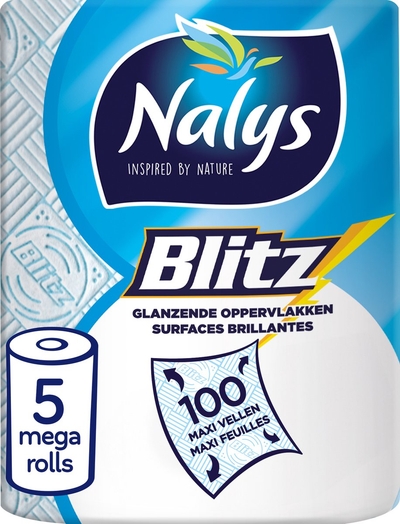 Nalys Blitz Keukenpapier - 3 Lagen - 5 Rollen - Papieren Verpakking