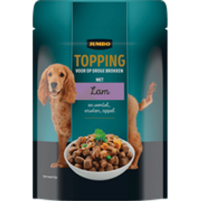 Jumbo Hondenvoer Topping met Lam, Wortel, Erwten & Appel 85g - natvoer honden
