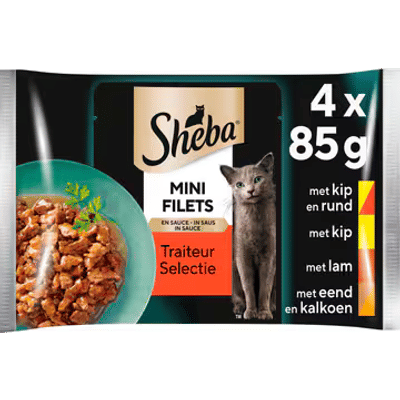 Sheba Mini Filets Traiteur Selectie in Saus 4 x 85 g - natvoer katten