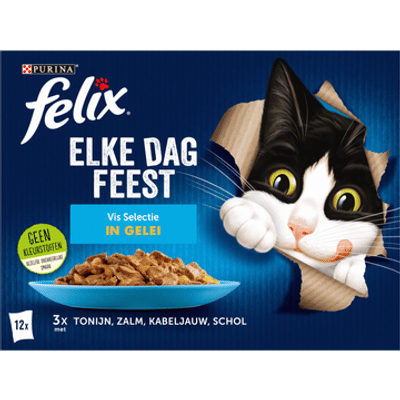 FELIX® Elke Dag Feest Vis Selectie in Gelei Kattenvoer 12x85g - natvoer katten