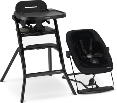 Deryan Curve Luxe Kinderstoel – Inclusief Wipstoel & Inlegkussen- Newborn Set - Meegroei Kinderstoel – Zwart