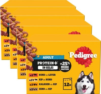 Pedigree Adult Maaltijdzakjes - Proteïne+ Selectie in gelei - Hondenvoer - 48 x 85g natvoer honden