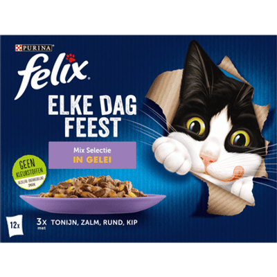 FELIX® Elke Dag Feest Mix Selectie in Gelei Kattenvoer 12x85g - natvoer katten