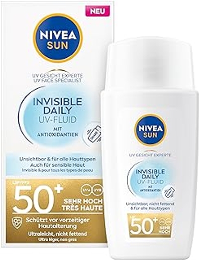 NIVEA SUN Zonnebrandcrème met SPF 50+, niet-vette zonnecrème met antioxidanten, ultralichte vloeistof met onzichtbare afwerking, UV-gezichtsexpert, SPF 50+, 40 ml
