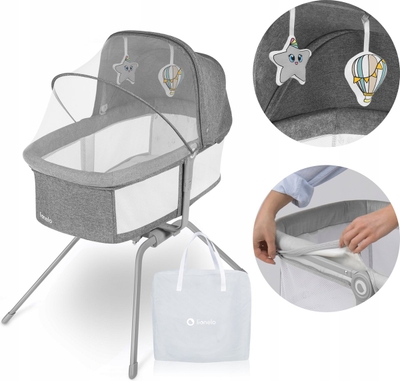 Lionelo Malin - Reisbedje - Vanaf geboorte tot 9kg - Duurzame en stabiele structuur - LockGuard-bescherming geeft bescherming tegen vouwen - Campingbedje - Meegroeibed