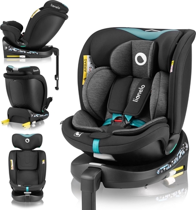 Lionelo Navy i-Size Autostoel 40–150 cm – 360° Draaibaar – EasyTurn – ISOFIX & Stabilisatiepoot – Achterwaarts tot 105 cm – Verstelbare Rugleuning – Dri-Seat Ventilatie – R129 Goedgekeurd – Groep 0/1/2/3 – Comfort & Veiligheid