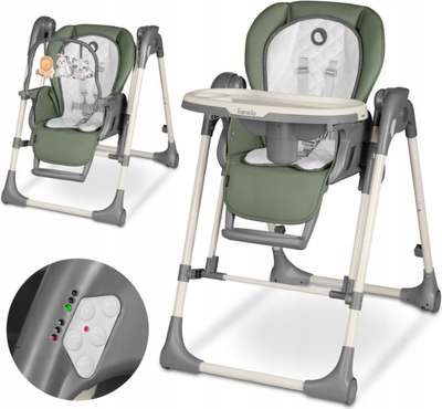 Lionelo Laurice Kinderstoel 2in1- 6-36 maanden (15kg) - met schommelfunctie (9kg) - 5 hoogteniveaus - Rugeluning en voetensteunverstelling - Reiligheidsgordels - Slaapliedjes